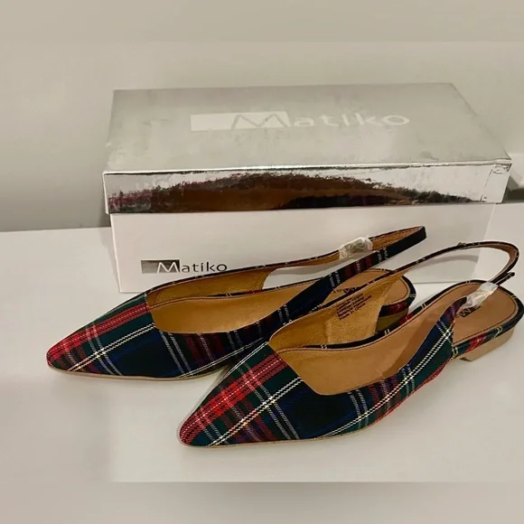Matiko Multicolor Plaid Slingback Flats - Picture 4 of 8